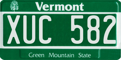 VT license plate XUC582