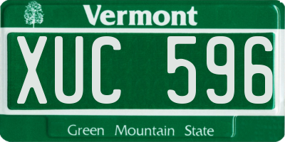 VT license plate XUC596