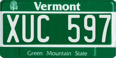 VT license plate XUC597