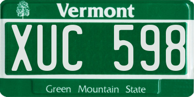 VT license plate XUC598