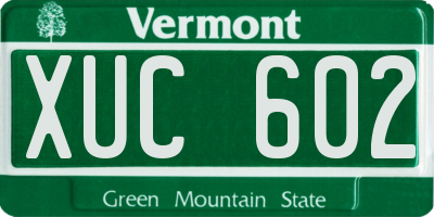 VT license plate XUC602