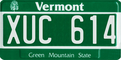 VT license plate XUC614
