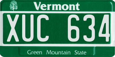 VT license plate XUC634