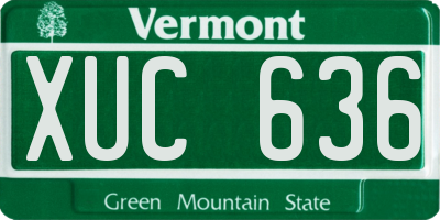 VT license plate XUC636
