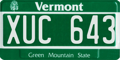 VT license plate XUC643