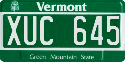 VT license plate XUC645