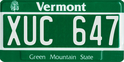 VT license plate XUC647