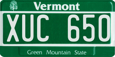 VT license plate XUC650