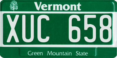 VT license plate XUC658
