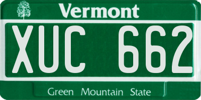 VT license plate XUC662