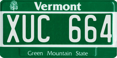 VT license plate XUC664