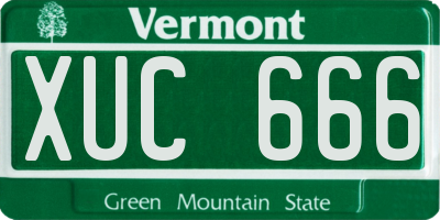 VT license plate XUC666