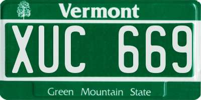VT license plate XUC669