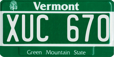VT license plate XUC670