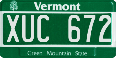 VT license plate XUC672