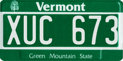 VT license plate XUC673
