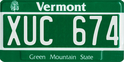 VT license plate XUC674