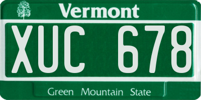 VT license plate XUC678