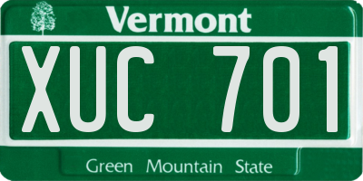 VT license plate XUC701