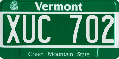 VT license plate XUC702