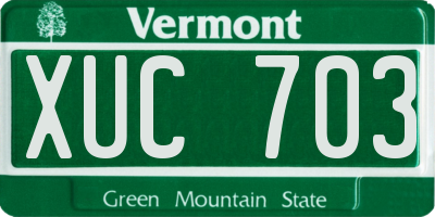 VT license plate XUC703