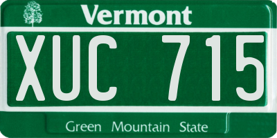 VT license plate XUC715