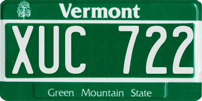 VT license plate XUC722