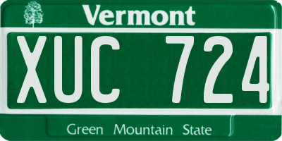 VT license plate XUC724