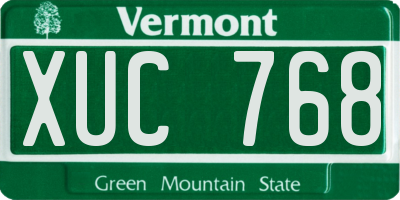 VT license plate XUC768