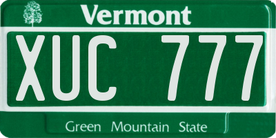 VT license plate XUC777