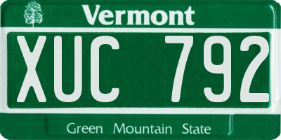 VT license plate XUC792
