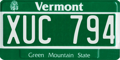VT license plate XUC794