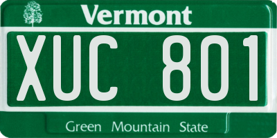 VT license plate XUC801