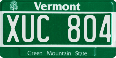 VT license plate XUC804