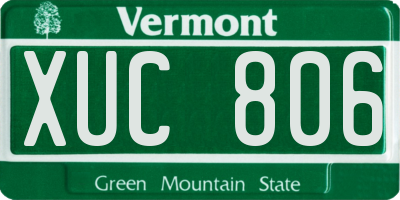VT license plate XUC806