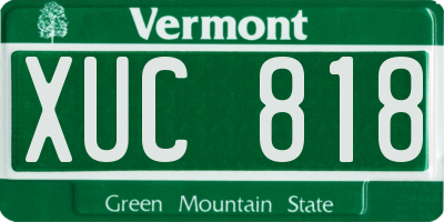 VT license plate XUC818