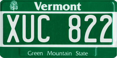 VT license plate XUC822