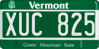 VT license plate XUC825