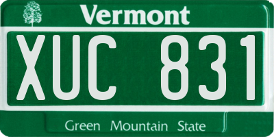VT license plate XUC831