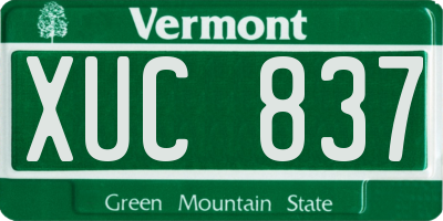 VT license plate XUC837