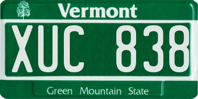 VT license plate XUC838