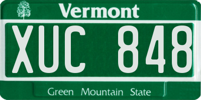 VT license plate XUC848