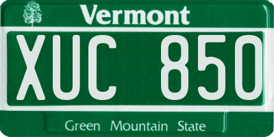 VT license plate XUC850