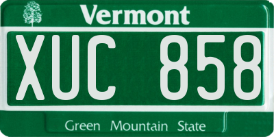 VT license plate XUC858