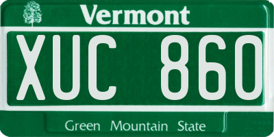 VT license plate XUC860
