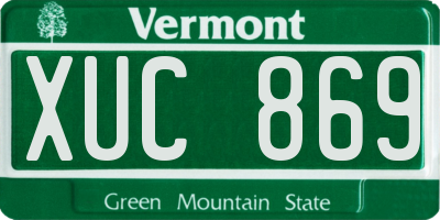 VT license plate XUC869