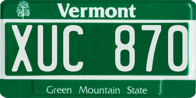 VT license plate XUC870