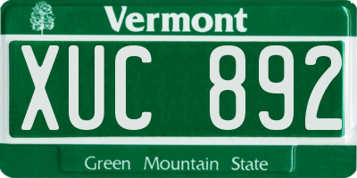 VT license plate XUC892