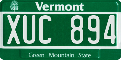 VT license plate XUC894
