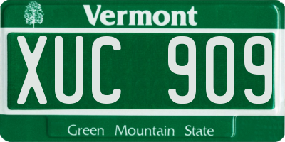VT license plate XUC909